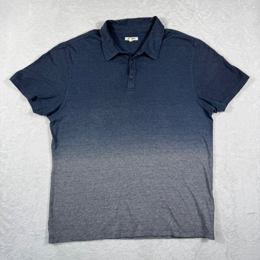 Etiqueta Negra Mens‎ Blue Grey Ombre Cotton Polo Shirt Size Large Made in Peru